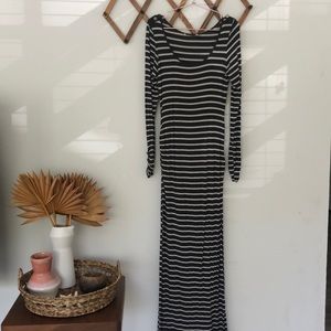 Fitted striped maxi dress